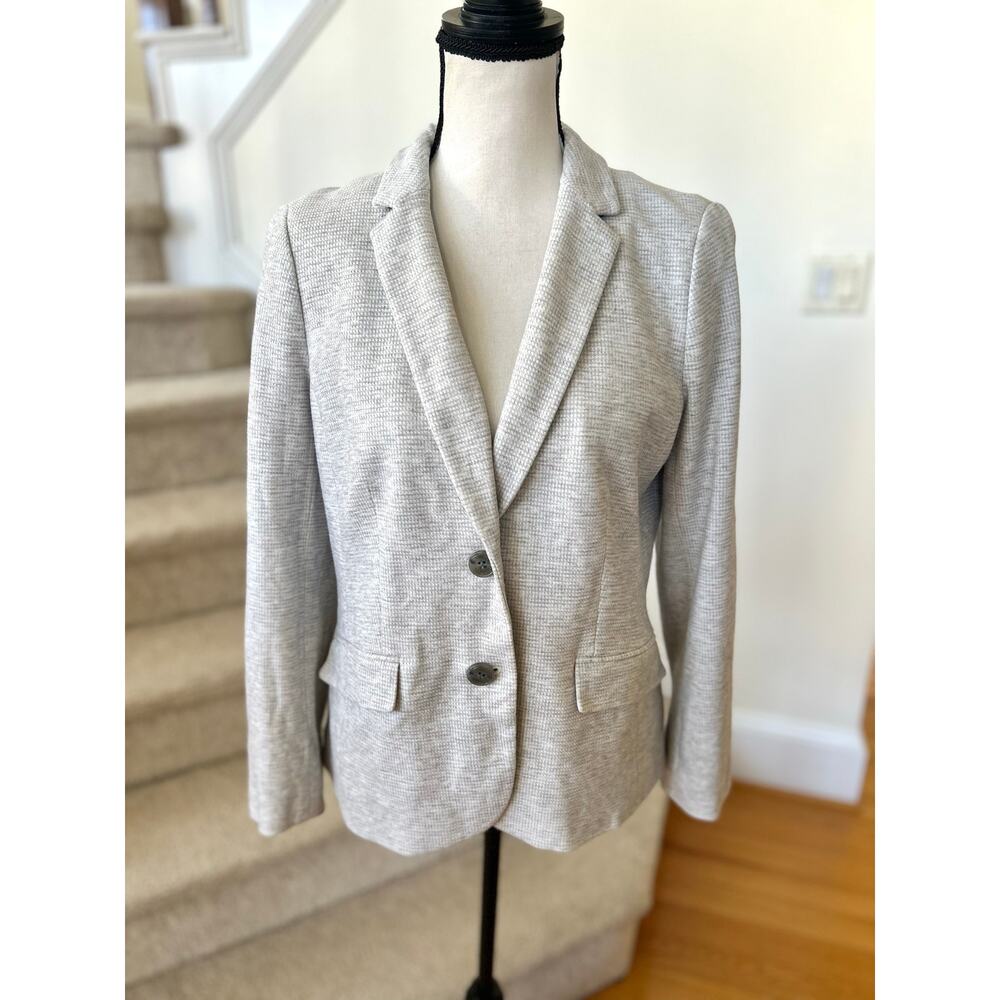 Talbots Aberdeen Light Grey Waffle Texture Two Button Blazer